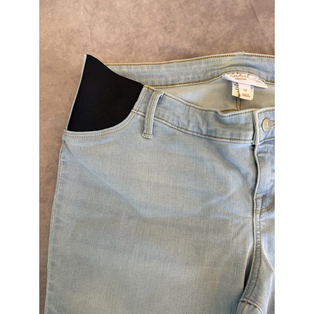 Ingrid & Isabel Maternity‎ Skinny Jeans 14 Light Wash Stretch Blue Denim NWT